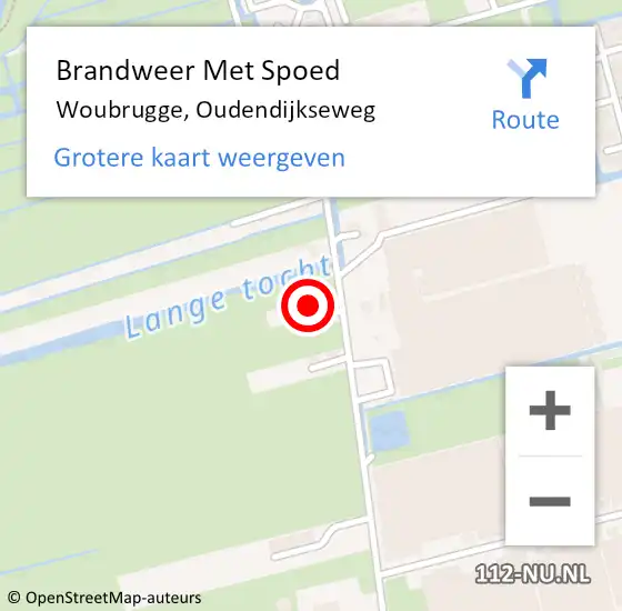 Locatie op kaart van de 112 melding: Brandweer Met Spoed Naar Woubrugge, Oudendijkseweg op 13 september 2013 17:50