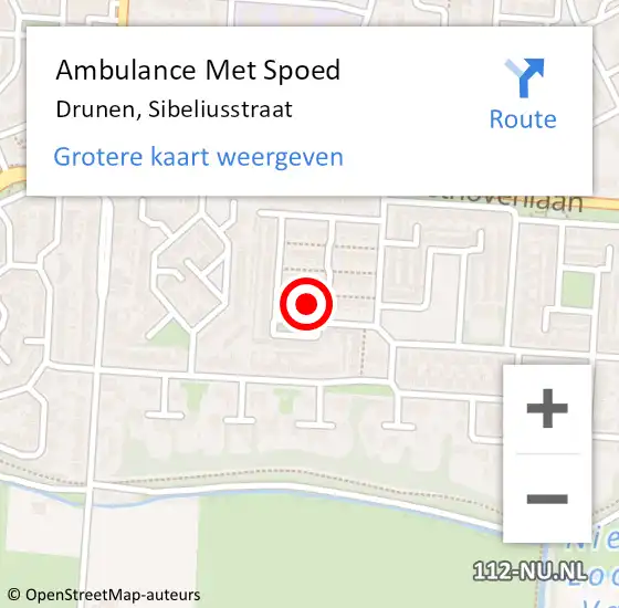 Locatie op kaart van de 112 melding: Ambulance Met Spoed Naar Drunen, Sibeliusstraat op 16 oktober 2015 03:00