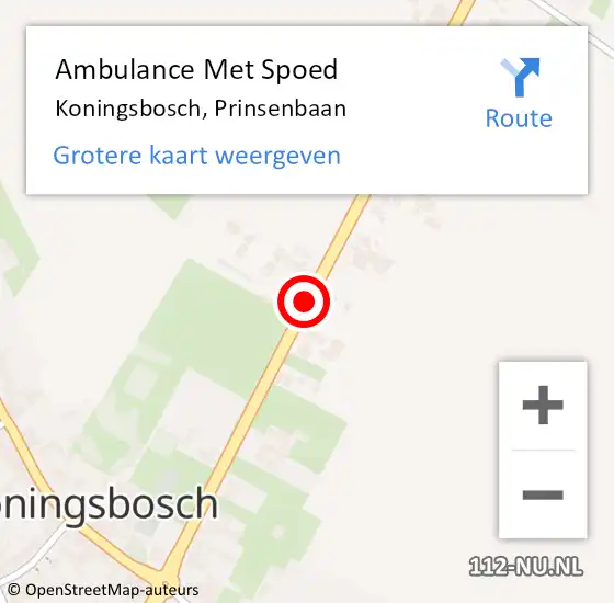 Locatie op kaart van de 112 melding: Ambulance Met Spoed Naar Koningsbosch, Prinsenbaan op 16 oktober 2015 05:57