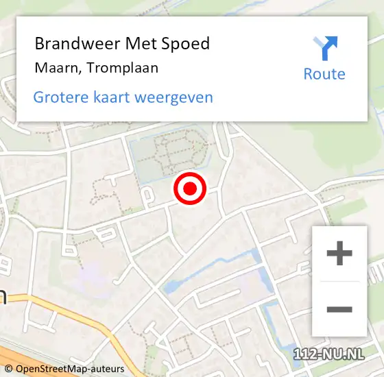 Locatie op kaart van de 112 melding: Brandweer Met Spoed Naar Maarn, Tromplaan op 16 oktober 2015 08:48