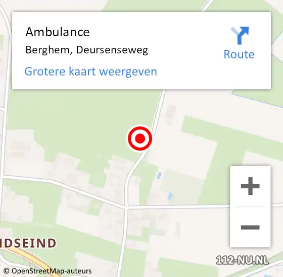 Locatie op kaart van de 112 melding: Ambulance Berghem, Deursenseweg op 16 oktober 2015 09:30