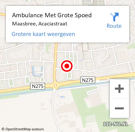 Locatie op kaart van de 112 melding: Ambulance Met Grote Spoed Naar Maasbree, Acaciastraat op 16 oktober 2015 10:40