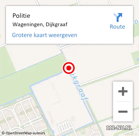 Locatie op kaart van de 112 melding: Politie Wageningen, Dijkgraaf op 16 oktober 2015 11:26