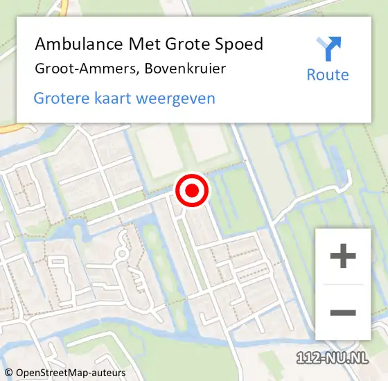 Locatie op kaart van de 112 melding: Ambulance Met Grote Spoed Naar Groot-Ammers, Bovenkruier op 23 november 2013 21:12