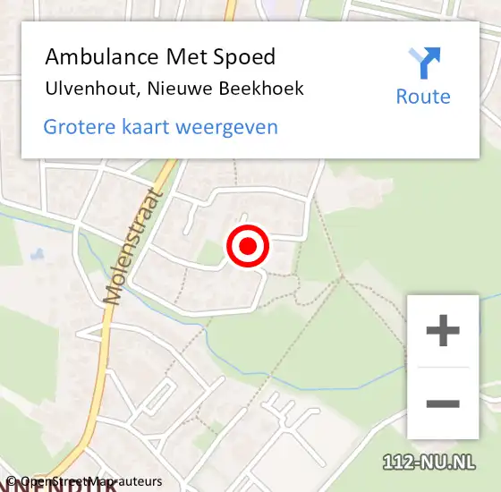 Locatie op kaart van de 112 melding: Ambulance Met Spoed Naar Ulvenhout, Nieuwe Beekhoek op 16 oktober 2015 12:26