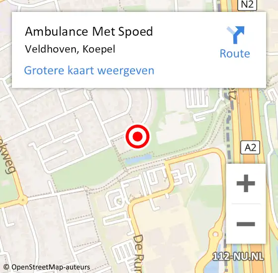 Locatie op kaart van de 112 melding: Ambulance Met Spoed Naar Veldhoven, Koepel op 16 oktober 2015 14:09