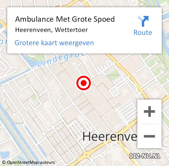 Locatie op kaart van de 112 melding: Ambulance Met Grote Spoed Naar Heerenveen, Wettertoer op 16 oktober 2015 15:17