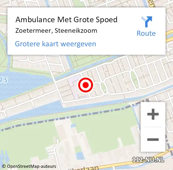 Locatie op kaart van de 112 melding: Ambulance Met Grote Spoed Naar Zoetermeer, Steeneikzoom op 16 oktober 2015 15:29