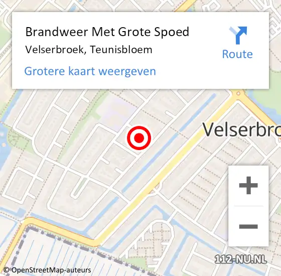 Locatie op kaart van de 112 melding: Brandweer Met Grote Spoed Naar Velserbroek, Teunisbloem op 16 oktober 2015 15:33