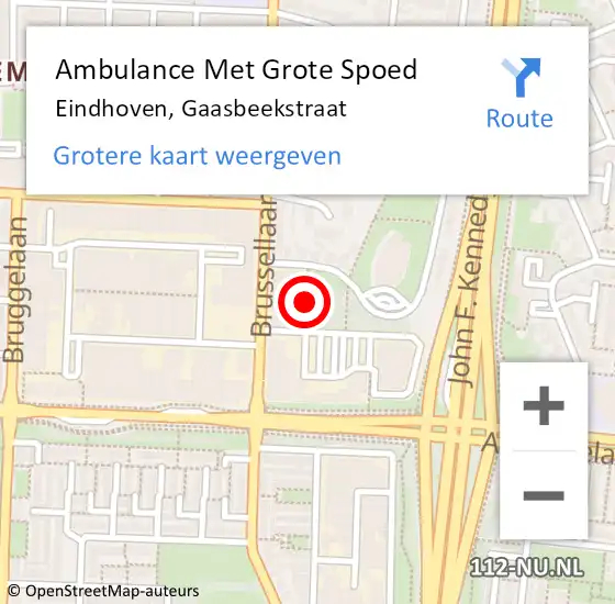 Locatie op kaart van de 112 melding: Ambulance Met Grote Spoed Naar Eindhoven, Gaasbeekstraat op 16 oktober 2015 16:20