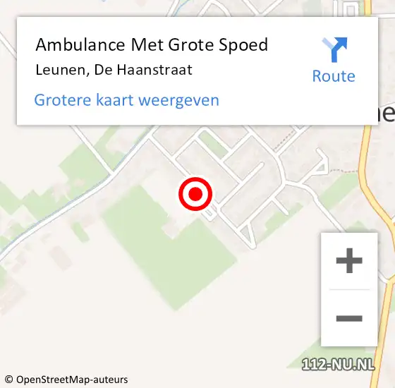 Locatie op kaart van de 112 melding: Ambulance Met Grote Spoed Naar Leunen, De Haanstraat op 16 oktober 2015 16:26