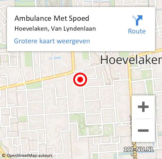 Locatie op kaart van de 112 melding: Ambulance Met Spoed Naar Hoevelaken, Van Lyndenlaan op 16 oktober 2015 16:34