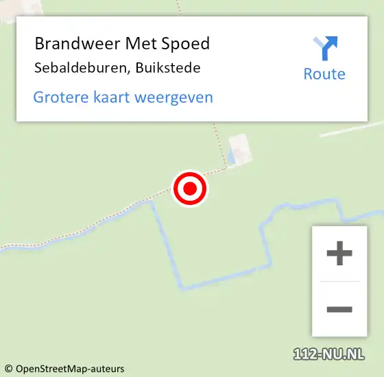 Locatie op kaart van de 112 melding: Brandweer Met Spoed Naar Sebaldeburen, Buikstede op 16 oktober 2015 16:45