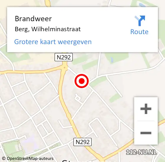 Locatie op kaart van de 112 melding: Brandweer Berg, Wilhelminastraat op 16 oktober 2015 17:07