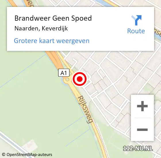 Locatie op kaart van de 112 melding: Brandweer Geen Spoed Naar Naarden, Keverdijk op 16 oktober 2015 17:34