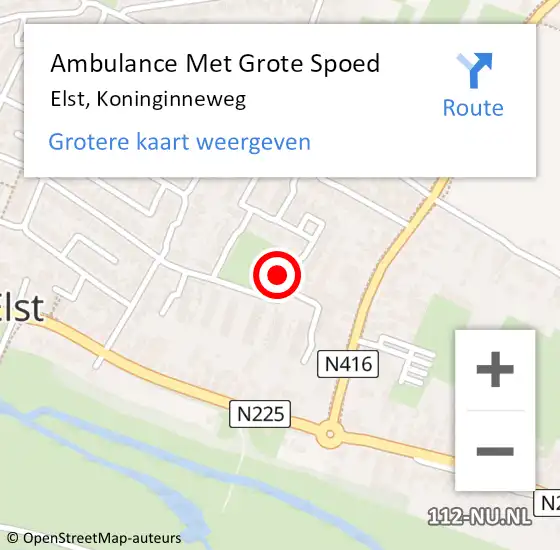 Locatie op kaart van de 112 melding: Ambulance Met Grote Spoed Naar Elst, Koninginneweg op 16 oktober 2015 18:15