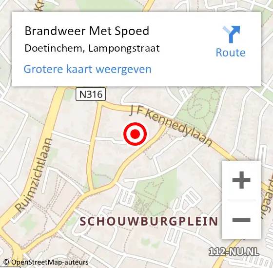 Locatie op kaart van de 112 melding: Brandweer Met Spoed Naar Doetinchem, Lampongstraat op 16 oktober 2015 18:26