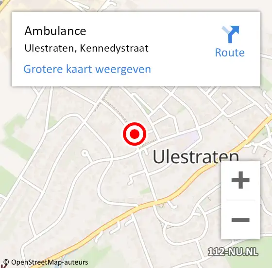 Locatie op kaart van de 112 melding: Ambulance Ulestraten, Kennedystraat op 23 november 2013 22:22