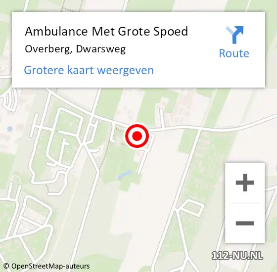 Locatie op kaart van de 112 melding: Ambulance Met Grote Spoed Naar Overberg, Dwarsweg op 16 oktober 2015 20:30