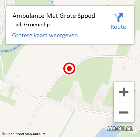 Locatie op kaart van de 112 melding: Ambulance Met Grote Spoed Naar Tiel, Groenedijk op 16 oktober 2015 21:36