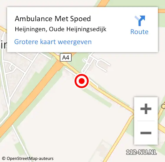 Locatie op kaart van de 112 melding: Ambulance Met Spoed Naar Heijningen, Oude Heijningsedijk op 16 oktober 2015 21:39