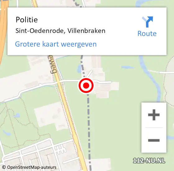 Locatie op kaart van de 112 melding: Politie Sint-Oedenrode, Villenbraken op 16 oktober 2015 21:40