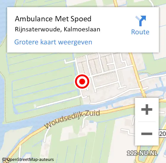 Locatie op kaart van de 112 melding: Ambulance Met Spoed Naar Rijnsaterwoude, Kalmoeslaan op 16 oktober 2015 22:37