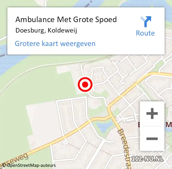 Locatie op kaart van de 112 melding: Ambulance Met Grote Spoed Naar Doesburg, Koldeweij op 23 november 2013 22:49