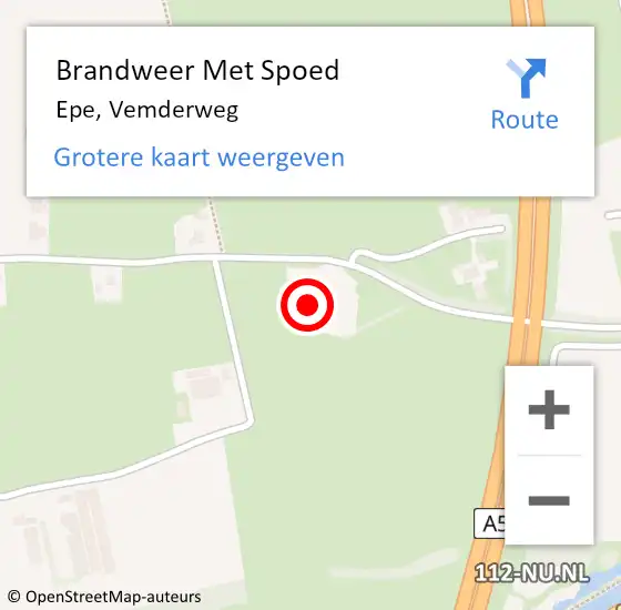 Locatie op kaart van de 112 melding: Brandweer Met Spoed Naar Epe, Vemderweg op 16 oktober 2015 23:39