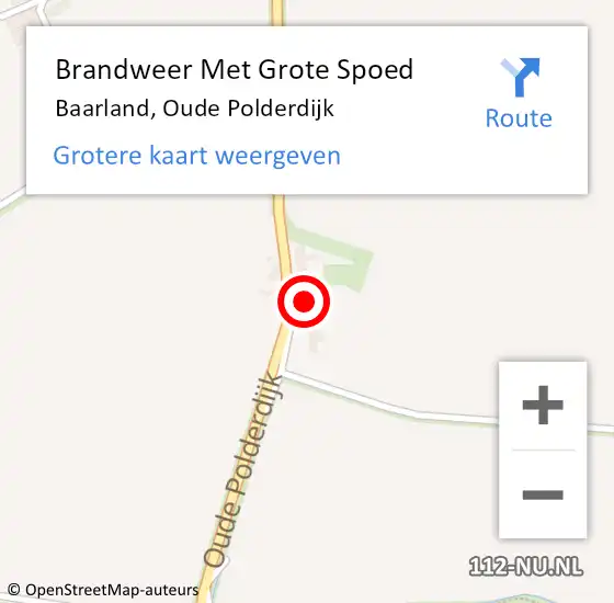 Locatie op kaart van de 112 melding: Brandweer Met Grote Spoed Naar Baarland, Oude Polderdijk op 17 oktober 2015 00:05