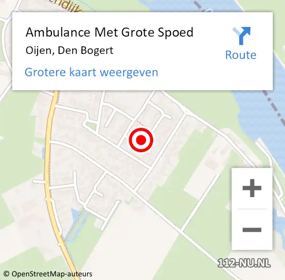 Locatie op kaart van de 112 melding: Ambulance Met Grote Spoed Naar Oijen, Den Bogert op 17 oktober 2015 00:19