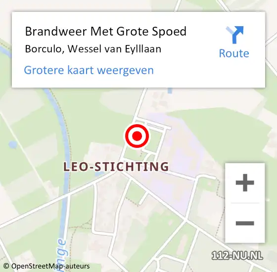 Locatie op kaart van de 112 melding: Brandweer Met Grote Spoed Naar Borculo, Wessel van Eylllaan op 17 oktober 2015 02:04