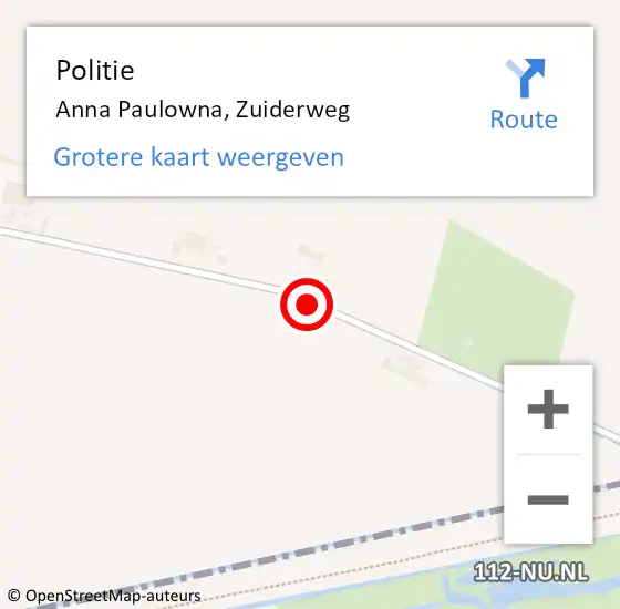 Locatie op kaart van de 112 melding: Politie Anna Paulowna, Zuiderweg op 17 oktober 2015 02:05