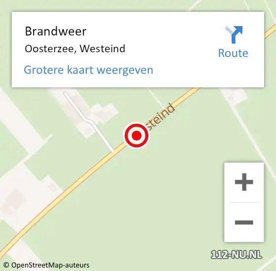 Locatie op kaart van de 112 melding: Brandweer Oosterzee, Westeind op 17 oktober 2015 09:15