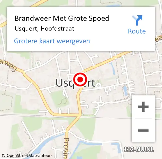 Locatie op kaart van de 112 melding: Brandweer Met Grote Spoed Naar Usquert, Hoofdstraat op 17 oktober 2015 10:08