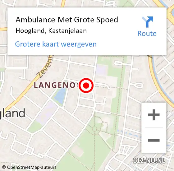 Locatie op kaart van de 112 melding: Ambulance Met Grote Spoed Naar Hoogland, Kastanjelaan op 17 oktober 2015 11:07