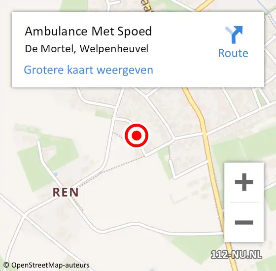 Locatie op kaart van de 112 melding: Ambulance Met Spoed Naar De Mortel, Welpenheuvel op 17 oktober 2015 11:47