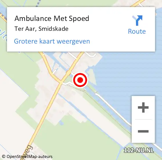 Locatie op kaart van de 112 melding: Ambulance Met Spoed Naar Ter Aar, Smidskade op 17 oktober 2015 12:00