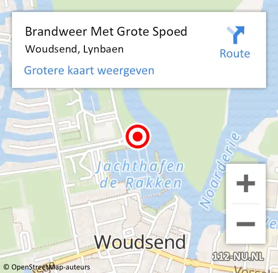 Locatie op kaart van de 112 melding: Brandweer Met Grote Spoed Naar Woudsend, Lynbaen op 17 oktober 2015 12:19