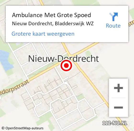 Locatie op kaart van de 112 melding: Ambulance Met Grote Spoed Naar Nieuw Dordrecht, Bladderswijk WZ op 17 oktober 2015 12:49