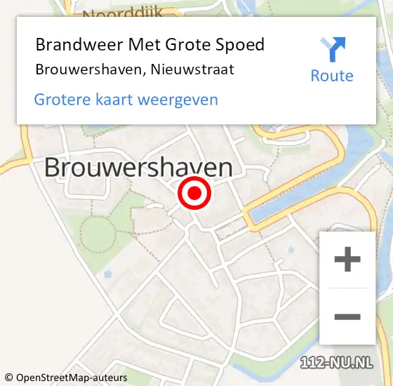 Locatie op kaart van de 112 melding: Brandweer Met Grote Spoed Naar Brouwershaven, Nieuwstraat op 17 oktober 2015 13:04