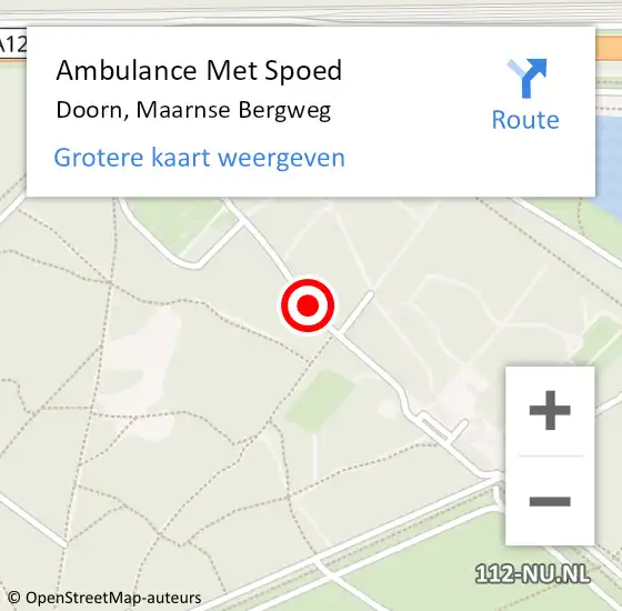 Locatie op kaart van de 112 melding: Ambulance Met Spoed Naar Doorn, Maarnse Bergweg op 17 oktober 2015 13:05