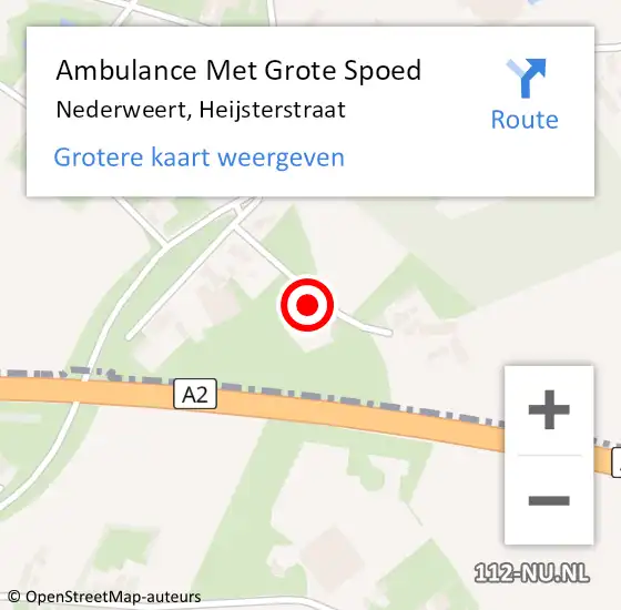 Locatie op kaart van de 112 melding: Ambulance Met Grote Spoed Naar Nederweert, Heijsterstraat op 17 oktober 2015 13:22