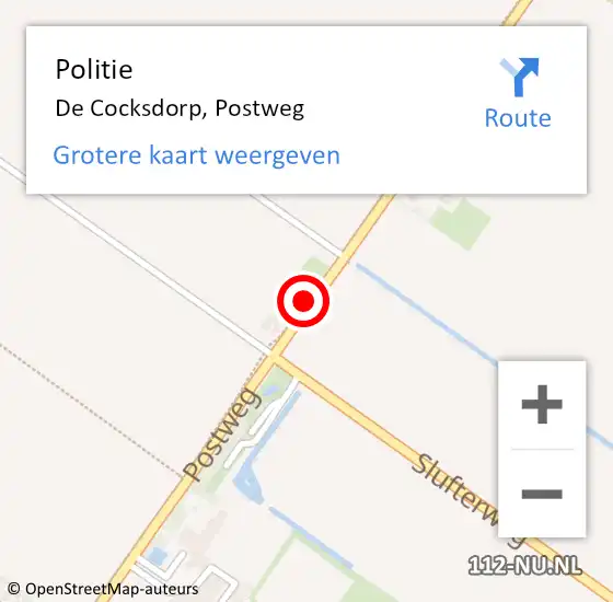 Locatie op kaart van de 112 melding: Politie De Cocksdorp, Postweg op 17 oktober 2015 13:35