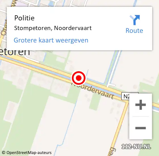 Locatie op kaart van de 112 melding: Politie Stompetoren, Noordervaart op 17 oktober 2015 14:10