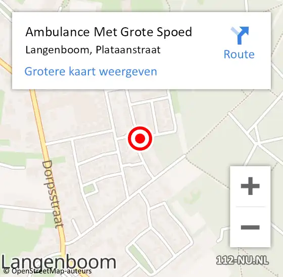 Locatie op kaart van de 112 melding: Ambulance Met Grote Spoed Naar Langenboom, Plataanstraat op 17 oktober 2015 14:23