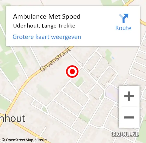 Locatie op kaart van de 112 melding: Ambulance Met Spoed Naar Udenhout, Lange Trekke op 17 oktober 2015 14:51