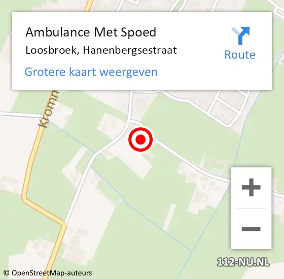 Locatie op kaart van de 112 melding: Ambulance Met Spoed Naar Loosbroek, Hanenbergsestraat op 17 oktober 2015 15:11