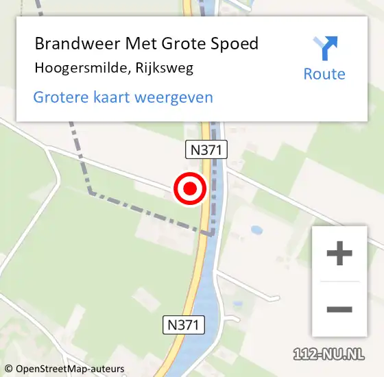 Locatie op kaart van de 112 melding: Brandweer Met Grote Spoed Naar Hoogersmilde, Rijksweg op 17 oktober 2015 15:54