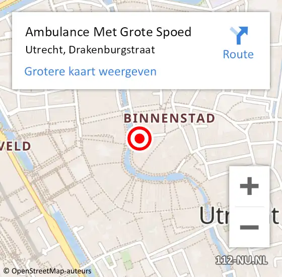 Locatie op kaart van de 112 melding: Ambulance Met Grote Spoed Naar Utrecht, Drakenburgstraat op 17 oktober 2015 17:15